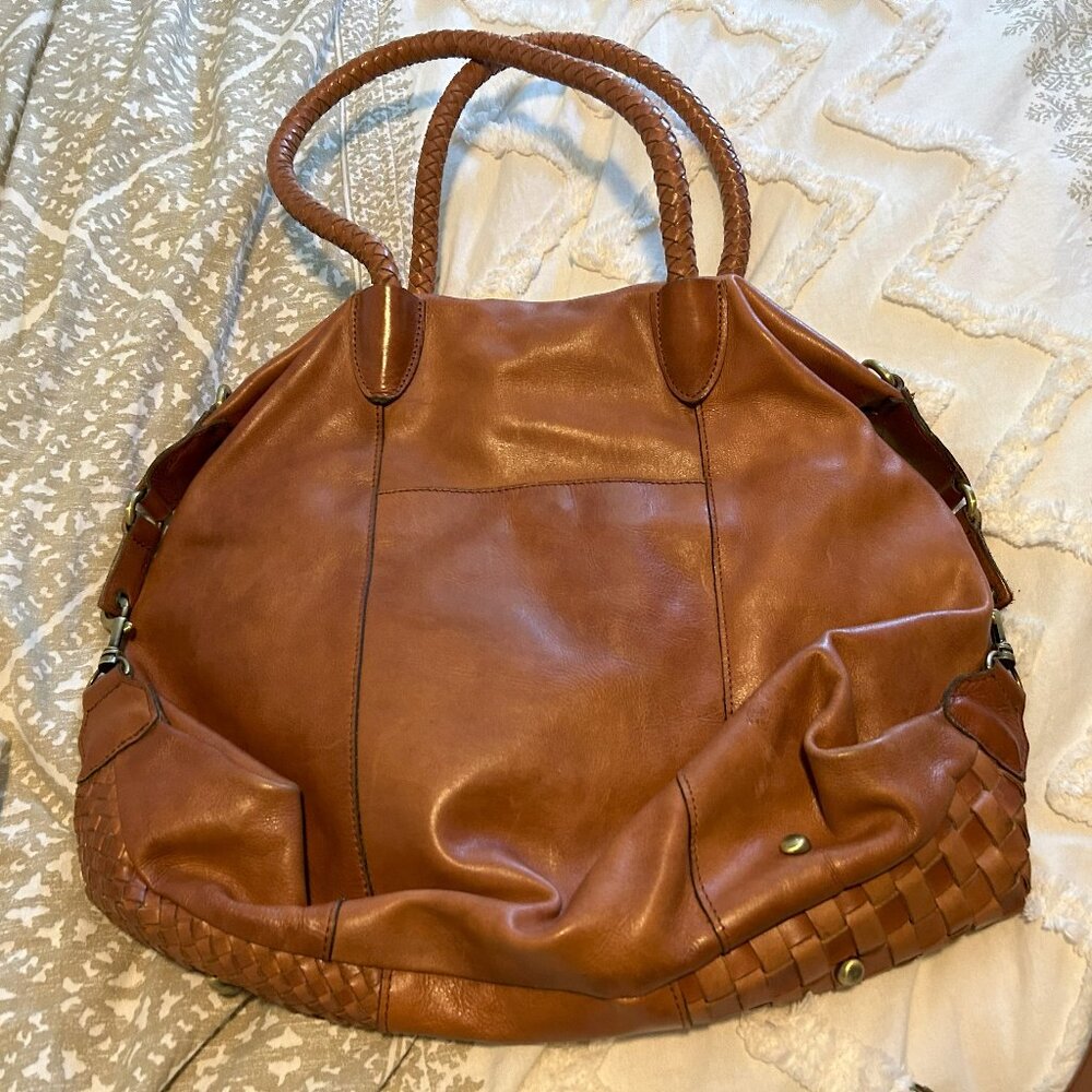 Patricia Nash Tan Brown Woven Leather Shoulder Bag - Picture 2 of 8